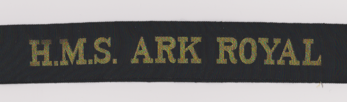 British H.M.S. Ark Royal Navy Cap Tally, HMS Ark Royal was a light aircraft carrier and former