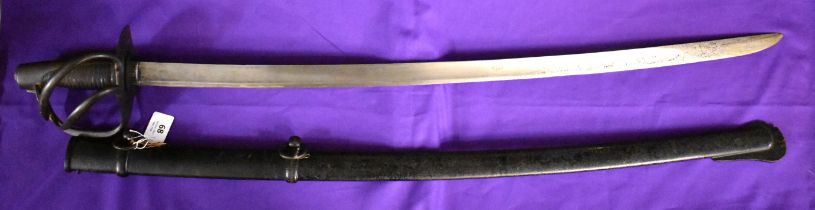 Württemberg M1817 Light Cavalry sabre, makers mark is unclear. The scabbard is Unit marked 'A.M.