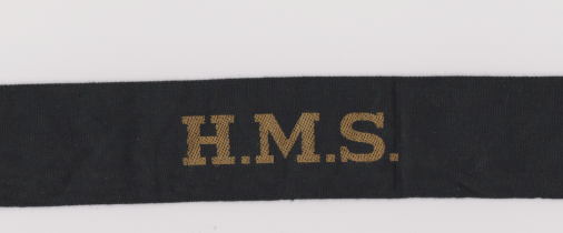 British H.M.S. Royal Navy WWII era Cap Tally, these were worn for general service during the