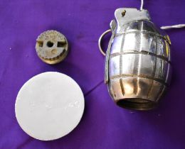British WWII No.36 Mills Bomb chromed cut away which shows how the internal components work. Made by