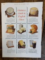 Advertising Poster ' Guinness Guide to English Cheese' coloured pictures of (7) cheeses, from Arthur