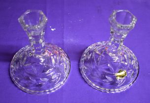Glass - (2) Crystal Candle Sticks