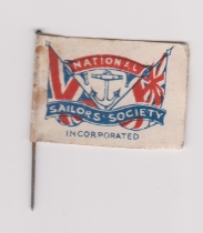 British WWI Charity fundraising pin badge, printed on both sides: 'National Sailors' Society