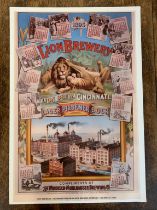 Advertising Poster 1895 'Lion Brewery' - coloured pictures of pride of lions, Lion Brew '