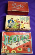 Lotto' (Spears Games) - other wise known as 'bingo' full set with one home made counter (14) 1950s-