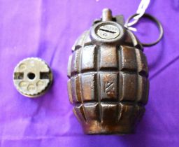 British WWII No.36 Mills Bomb made by Kenrick & Sons, West Bromwich. With original factory lacquer