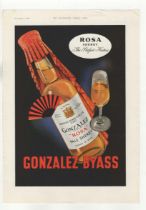 Gonzales Byass 'Rosa' Sherry 1951-full colour advertisement 10" x 12.1/2" approx.