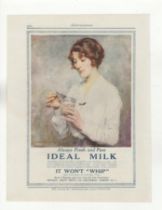 Ideal Milk 1905-Full page advertisement (Fred Pegram Painting) Winter's Pie-8" x 11" - very fine