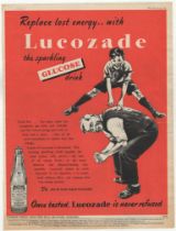 Lucozade 1951 - full page colour advertisement-'Replace Lost Energy' the sparkling Glucose drink.