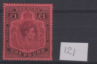 Bermuda 1938 - 1953 - £1 purple and black/red, SG121 m/mint cat £275