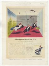 Schweppes 1945,1953,1959-full page colour advertisement- Lewis-Him-Tennis etc (3) very fine 10" x