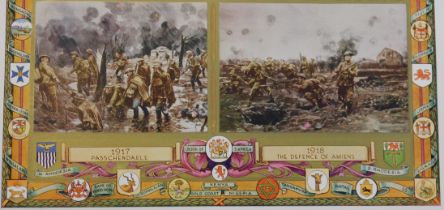 Army colour print 1935-Phases of the British Army's part in the Great War-superb (10" x 122.1/2"