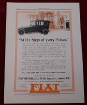 Fiat Motors 1925 - Full page colour advertisement ' At the steps of every Palace' scarce 20 x 28cm