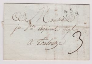 France 1803 - EL dated 19th Aug 1803, Agin posted to Toulouse, manuscript 3, Agin mileage cancel