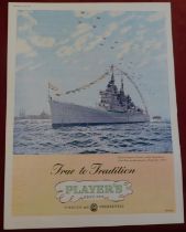 Players Navy Cut 1953-full page colour advertisement -'True To Tradition H.M.S Vanguard-dressed