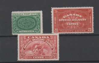 Canada 1913-35 - Special Delivery - SG52 m/m 10c deep green, SG56 m/m 20c brown red, SG58 m/m 20c