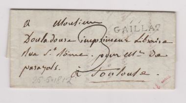 France 1812 - EL dated 26 June 1812 Gaillac posted to Toulouse, manuscript 3, Gaillac mileage