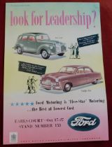Ford - Stand 153 Earls Court 1951- full page colour advertisement 'Look for Leadership? Zephyr Six