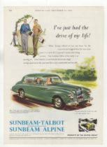 Sunbeam-Talbot/Sunbeam Alpine 1953-full page colour advertisement-9" x 13" classic advert.