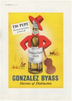 Tio Pepe Sherry 1954-full page colour advertisement-Gonzalez Byess-very fine 10" x 14" approx.