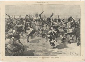 Sioux Indians 1871-Double page black and white print-'The Ghost Dance Of The Sioux Indians In