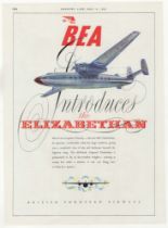 BEA 1951-full page colour advertisement BEA introduce the Elizabethan British European Airways Cut