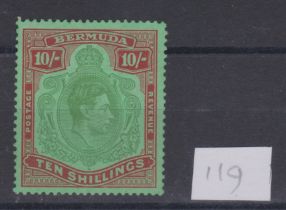 Bermuda 1938 - 53 - 10/- SG119, l/m/mint cat value £400