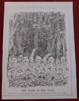 1919 Punch Political Cartoon - 'Coalition' The Babes in the Wood, full page, black and white 209cm x