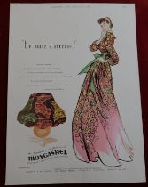 Moy Gashel Fabric 1951 - Full page colour advertisement 'I've made a Success! " in fashion, in