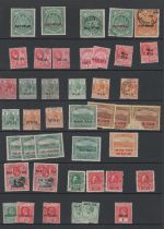 British Comm 1916 - 19 - War Tax m/m and used on double sided stock card, strength in Trinidad and