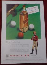 Johnnie Walker Whisky 1953 - Full page /colour advertisement, Billiard Tab9le in back ground 9" x