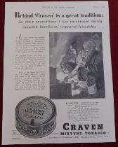 Craven Mature Tobacco 1939-full page black and white advertisement 'Carreras Ltd 8" x 11" approx.