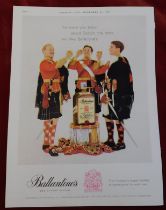 Ballantine's Scotch Whisky 1960 - Full page colour advertisement - Soldiers Toasting 9" x 12"