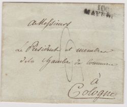 Germany 1735 - Wrapper dated 18 Jan 1735, cancelled with partial 2 line mileage cancel to Cologne