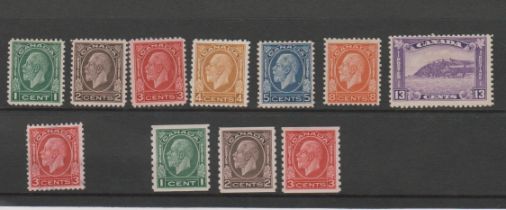 Canada 1932-33 - George V - SG319-325 m/m set, SG321 F/used 3c, SG326-328 m/m coil stamp set, cat