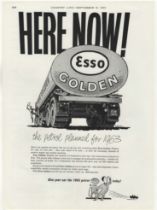 Esso Golden 1959-full page-black and white as advertisement-'Here Now'-the petrol planned for 1963-