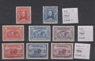 Australia 1930 - 34 - m/m sets (3) on stock card /Capt. Stuart SG117-118 Kingsford Flights, SG121-