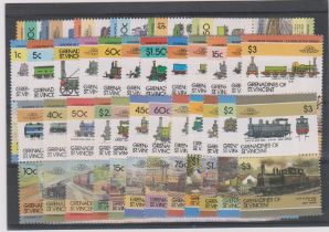 Thematics - Railway Locomotives Grenadines of St Vincent 1984 - 86 - Leaders of the world scenes 1-4