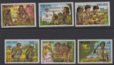 Belize 1982 - 'Belgica 82' Int Stam Exhibition opts, SG701-706 u/m set - cat value £45+