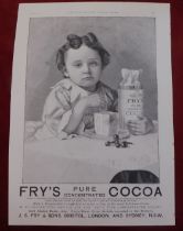 Fry's Cocoa 1891 - Full page black and white advertisement - Fry's Pure Concentrated Cocoa, iconic