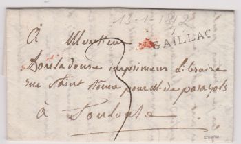 France 1812 - EL dated 13.1.1812 Gaillac posted to Toulouse, manuscript 3 Gaillac mileage cancel