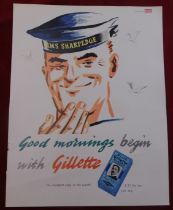 Gillette Razor Blades 1948 - Full page advertisement, Blue Gillette Blades, Sailor with H.M.S.