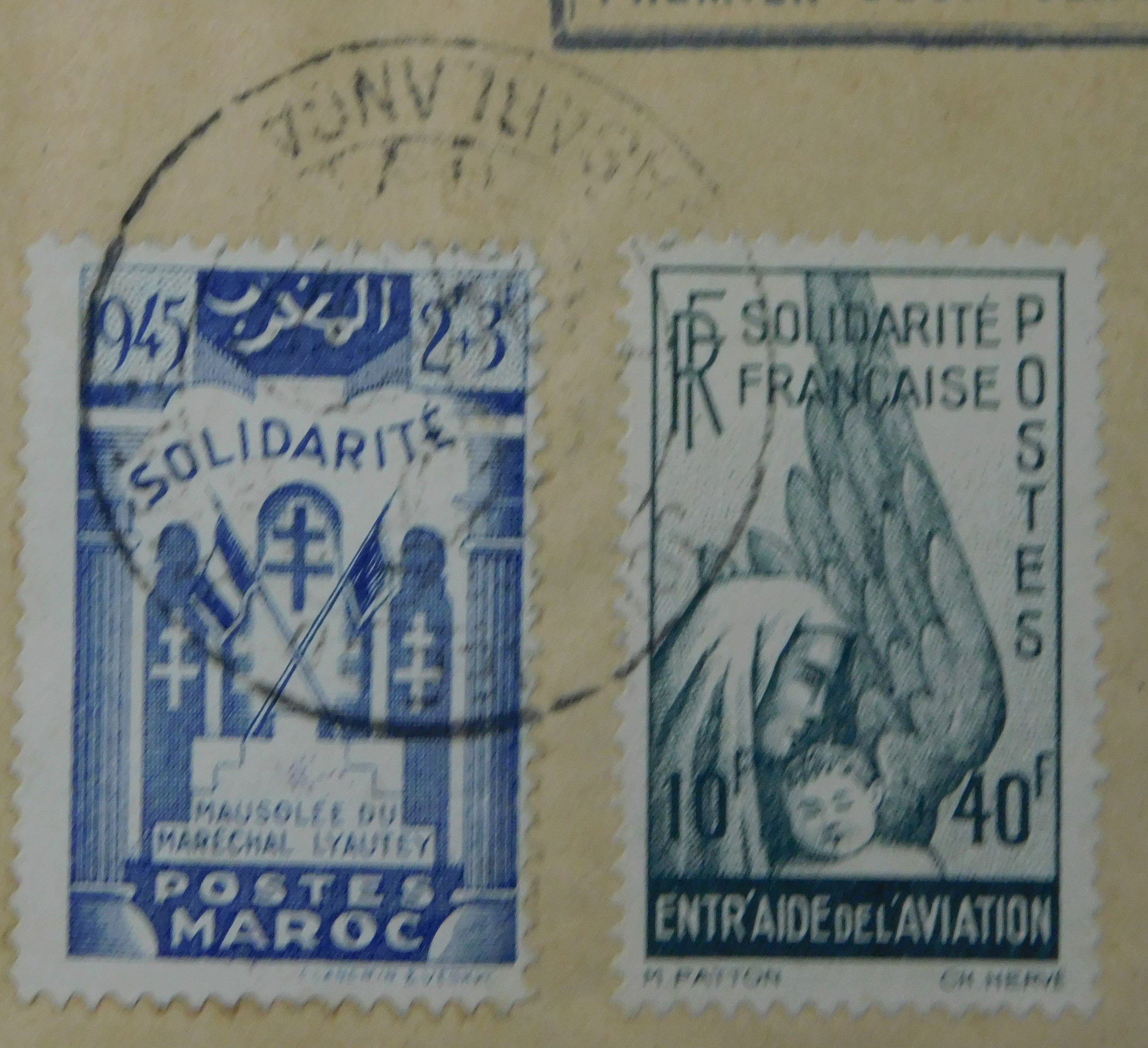 Morocco 1945 Env Registered Casablanca to Fes "Courier Aerien Direct Trans-Maroc Premier Jour - Image 3 of 3