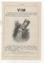 Vim-(Lever Brothers) 1904-full page black and white advertisement-very fine 10" x 13.1/2"
