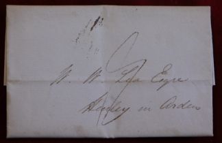 Great britain 1826 - EL dated 20th Jan 1826 posted to Henley in Arden, manuscript 8 two ring A/20/