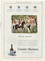 Cherry Heering Liquor 1953-full page colour advertisement-Hunting theme-several Royal warrants-