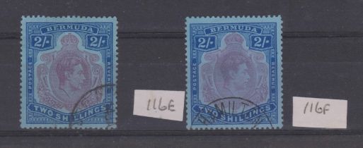 Bermuda 1938 - 53 - 2/-, SG116E and 116F, very fine used (2)