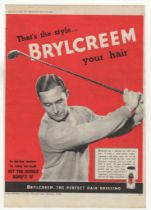 Brycream/Golf 1949 and 1951 (2)-full page colour advertisement (3) Two Golfing-good classic trio-9.