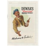 Dewars White Label Scotch Whisky 1951-full page colour advertisement-very good 10" x 15"