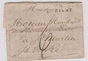 France 1820 - EL dated 3 March 1820 Lorient posted to St Martin, manuscript 6 Lorient mileage